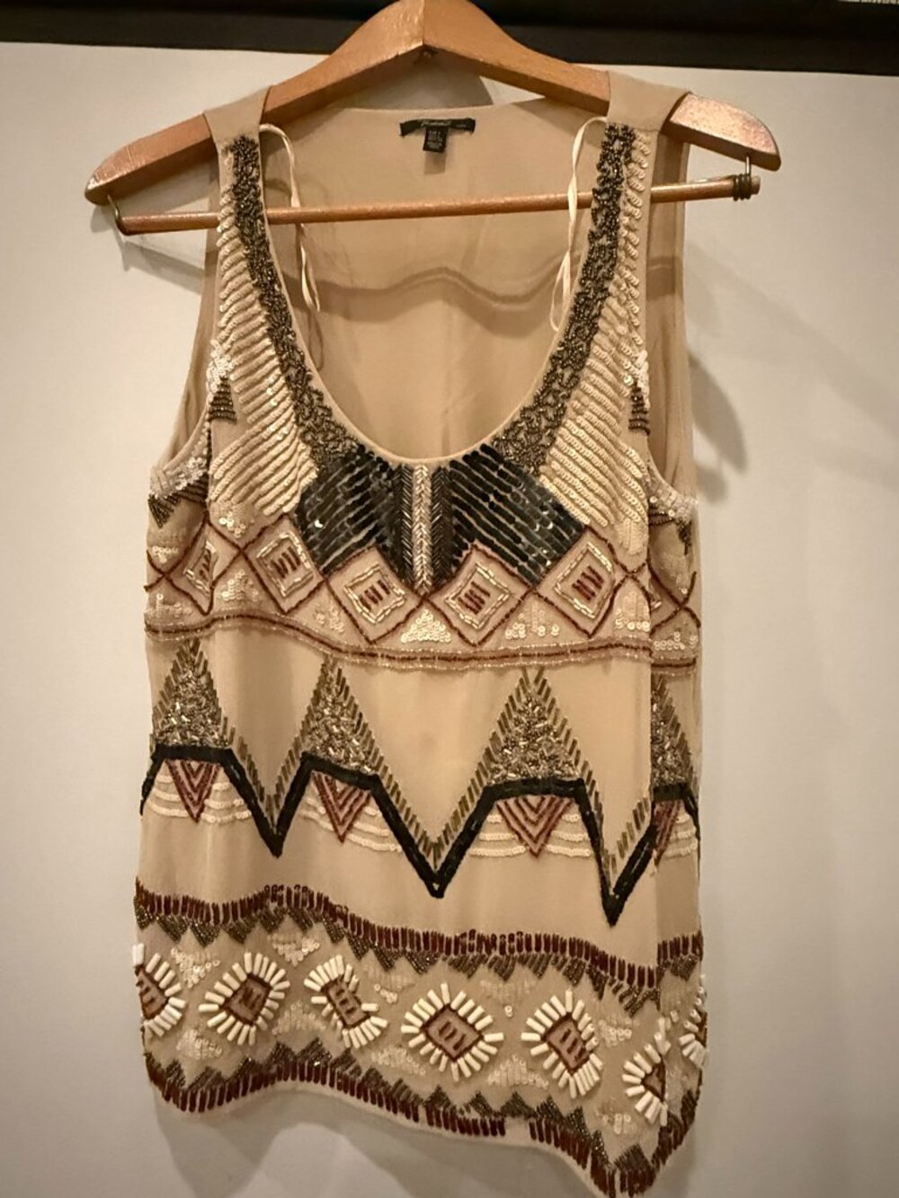 Zara Trafaluc geometric beaded sequin tunic top